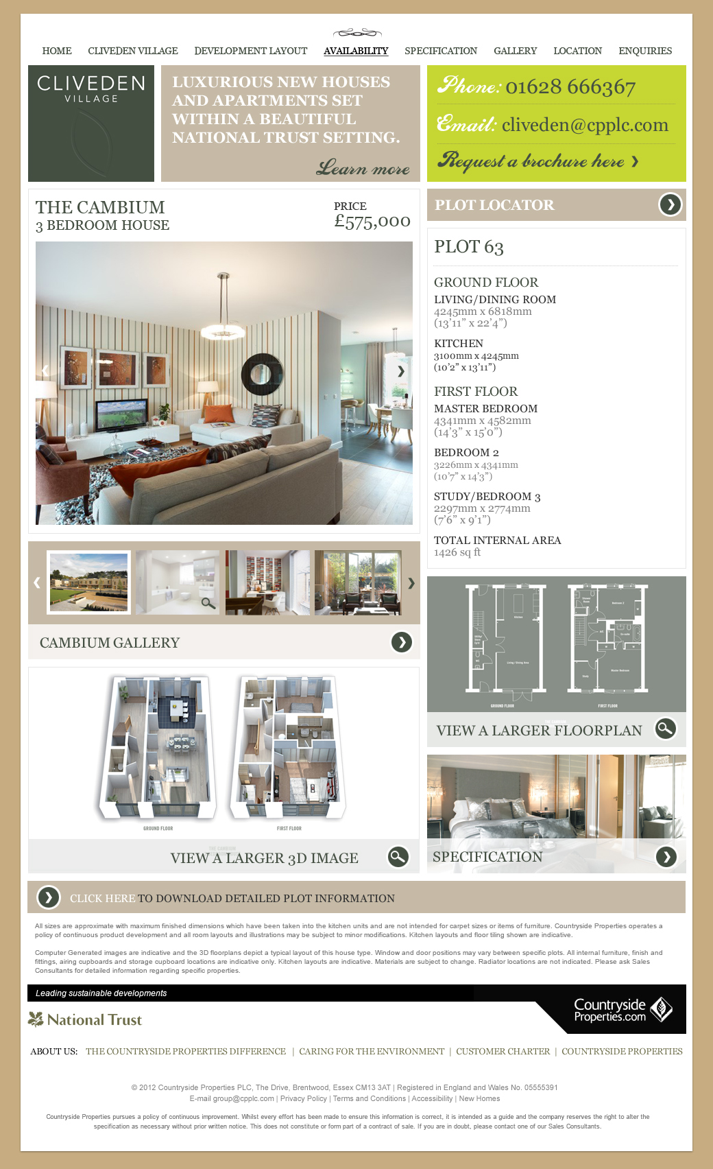 Property developer website plot detail page