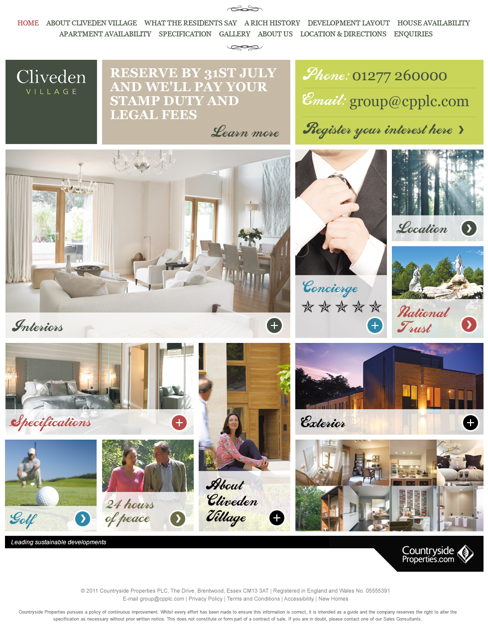 Property developer website home page