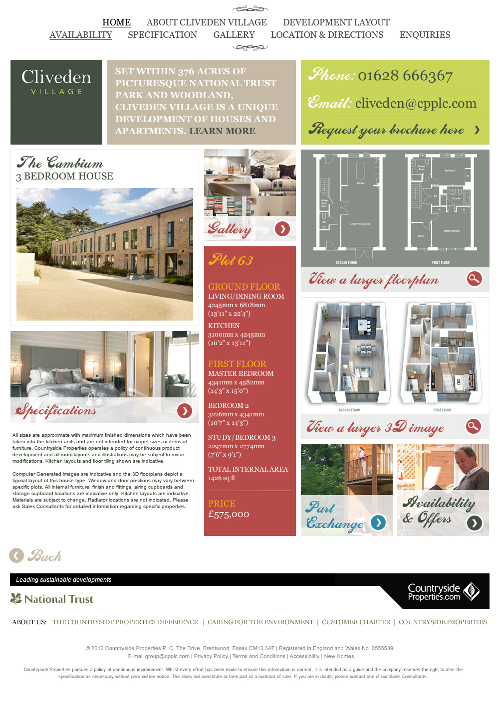 Property developer website alternative plot detail page