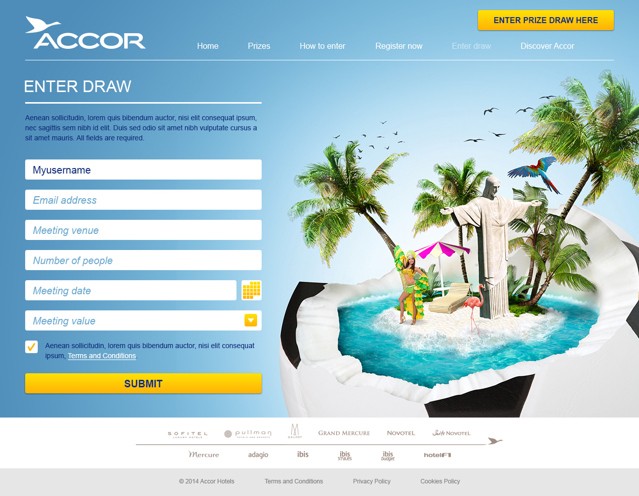 Brazil World Cup 2014 website draw signup page
