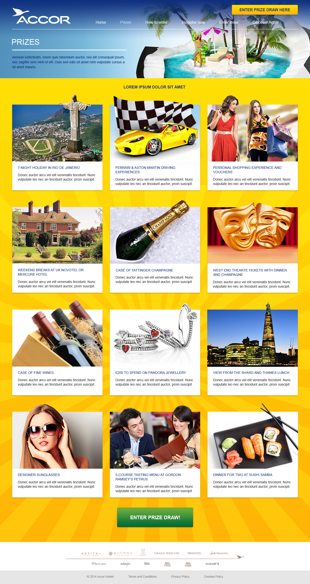 Brazil World Cup 2014 website prizes page
