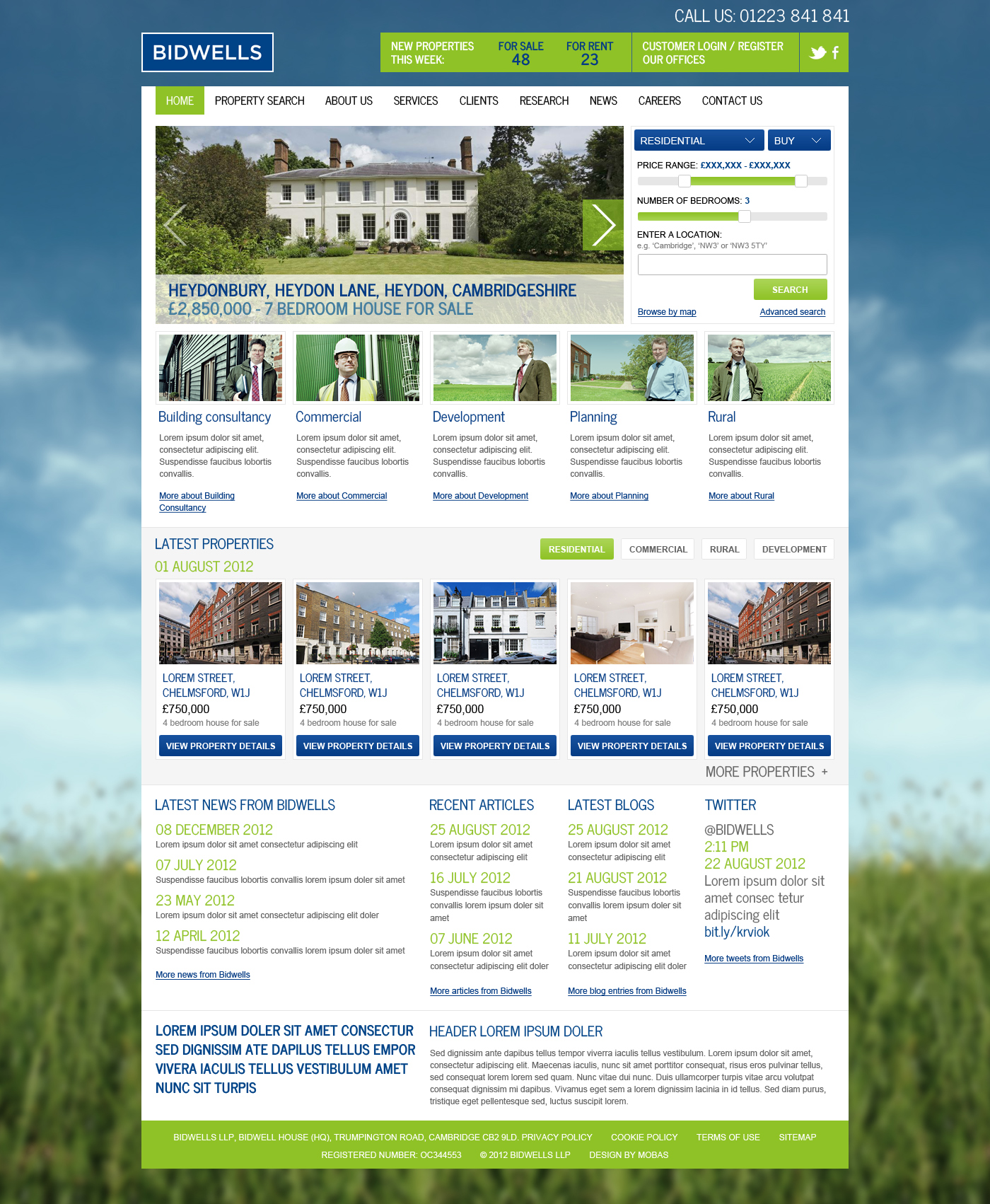 Property agent website concept 1 home page