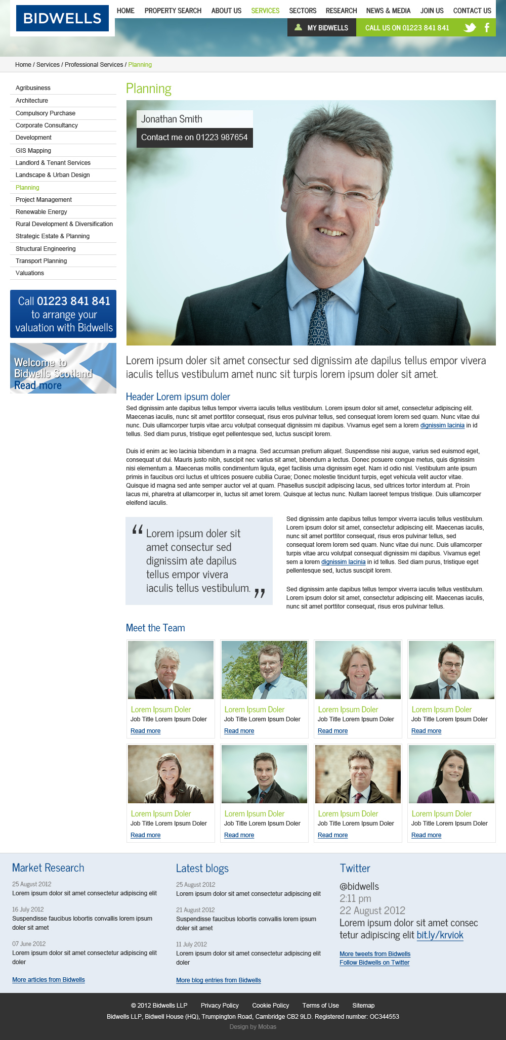 Property agent website concepts service specific page