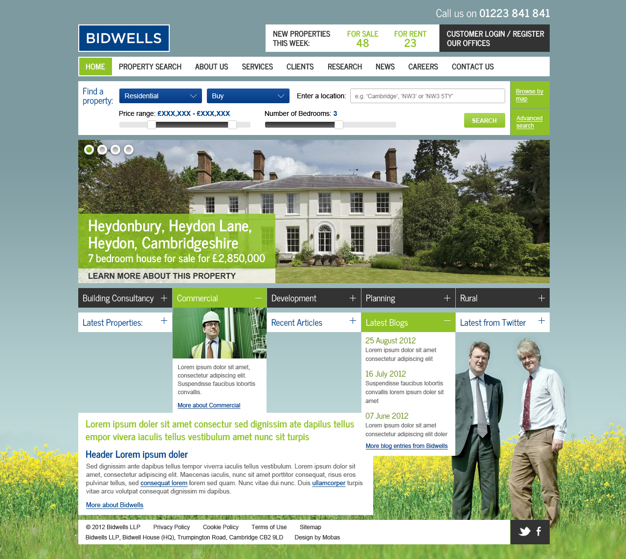 Property agent website concept 2 home page open