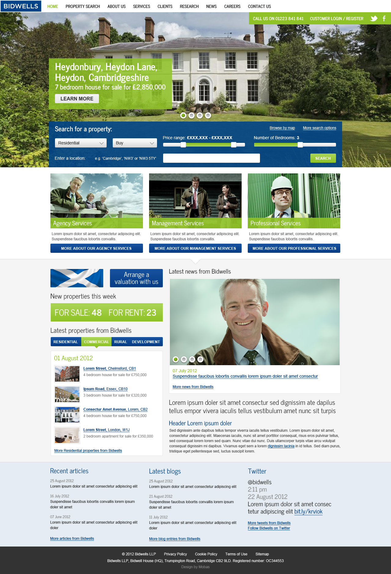 Property agent website concept 4 home page featured