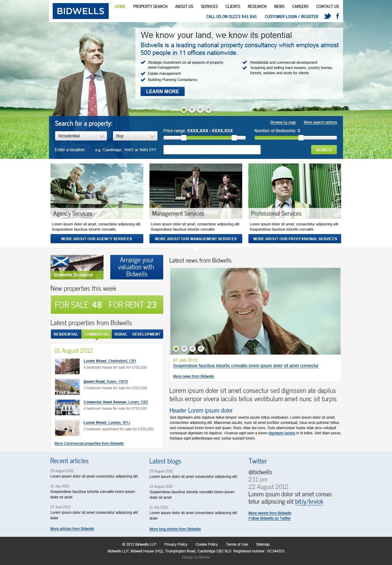 Property agent website concepts alternative home page