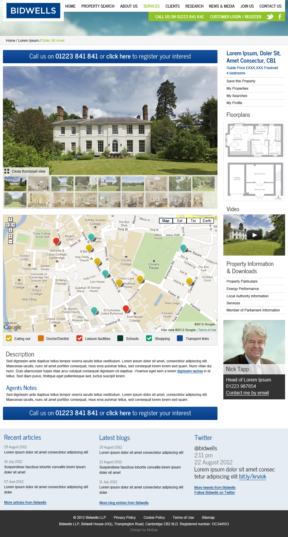 Property agent website concepts property information page