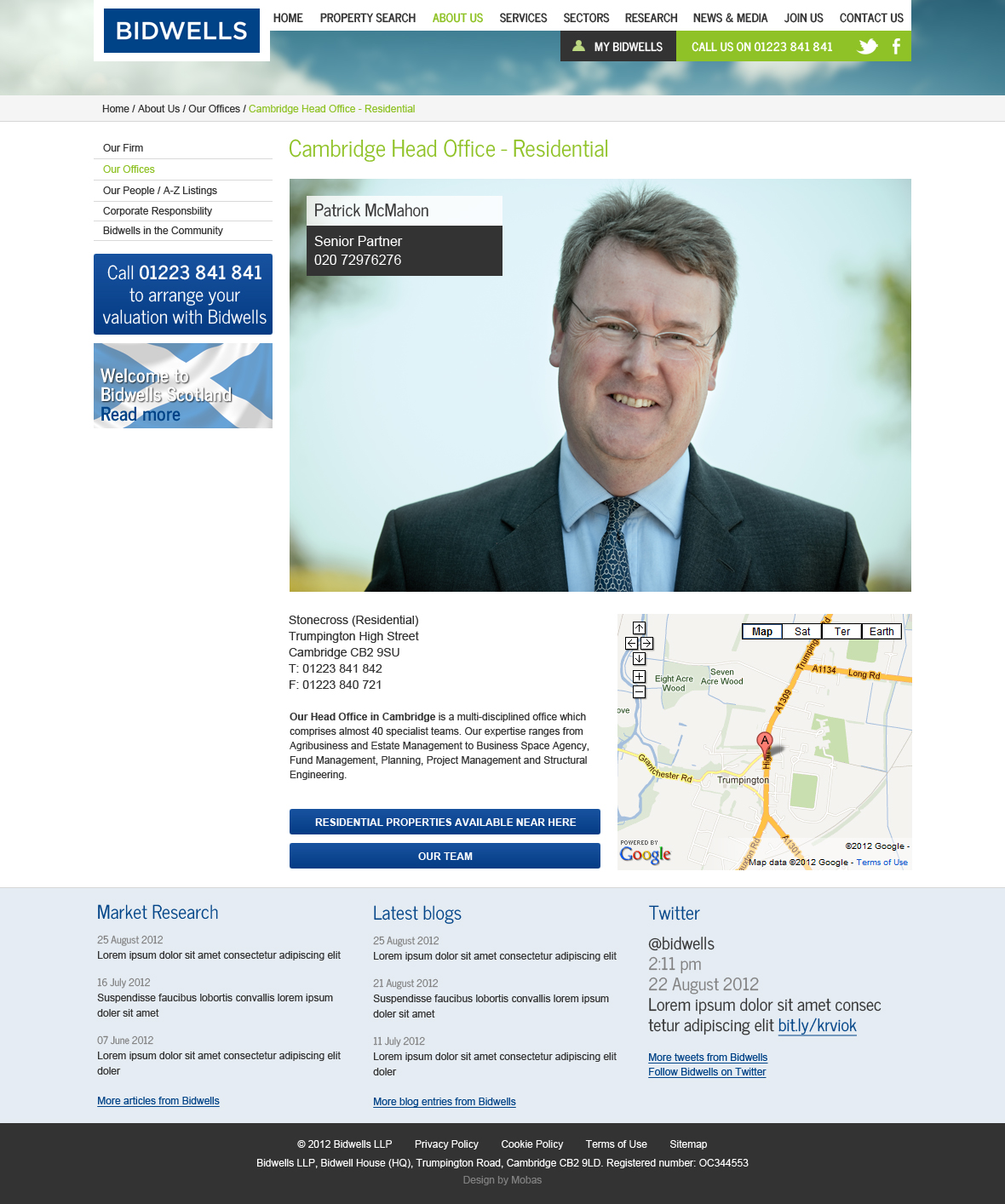 Property agent website concepts our offices page