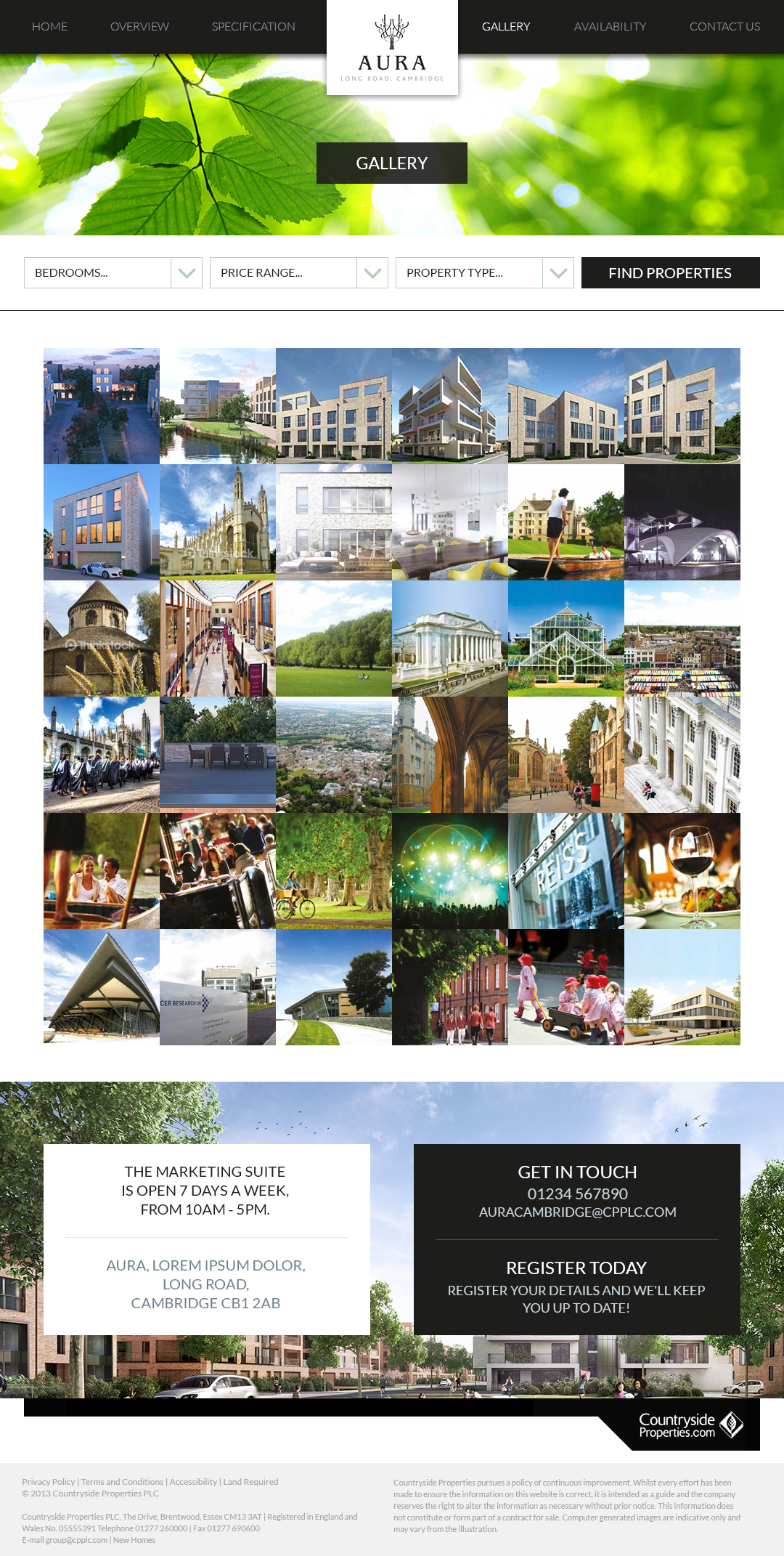 Property developer website gallery page