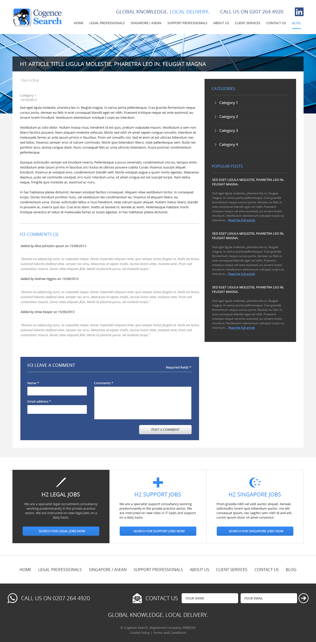 Recruitment website blog article page