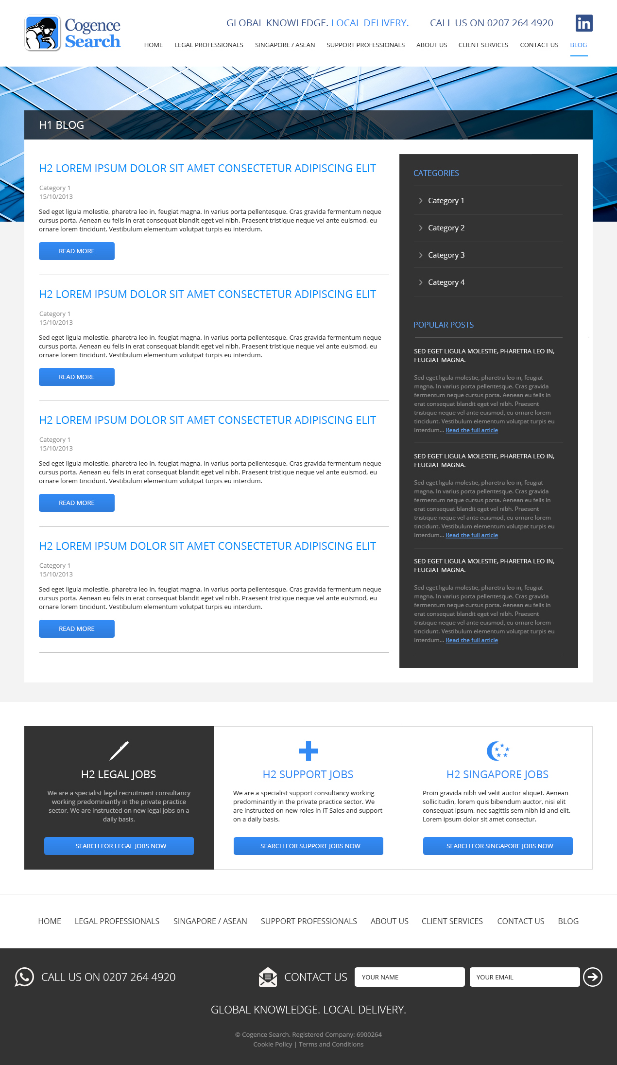 Recruitment website blog listing page