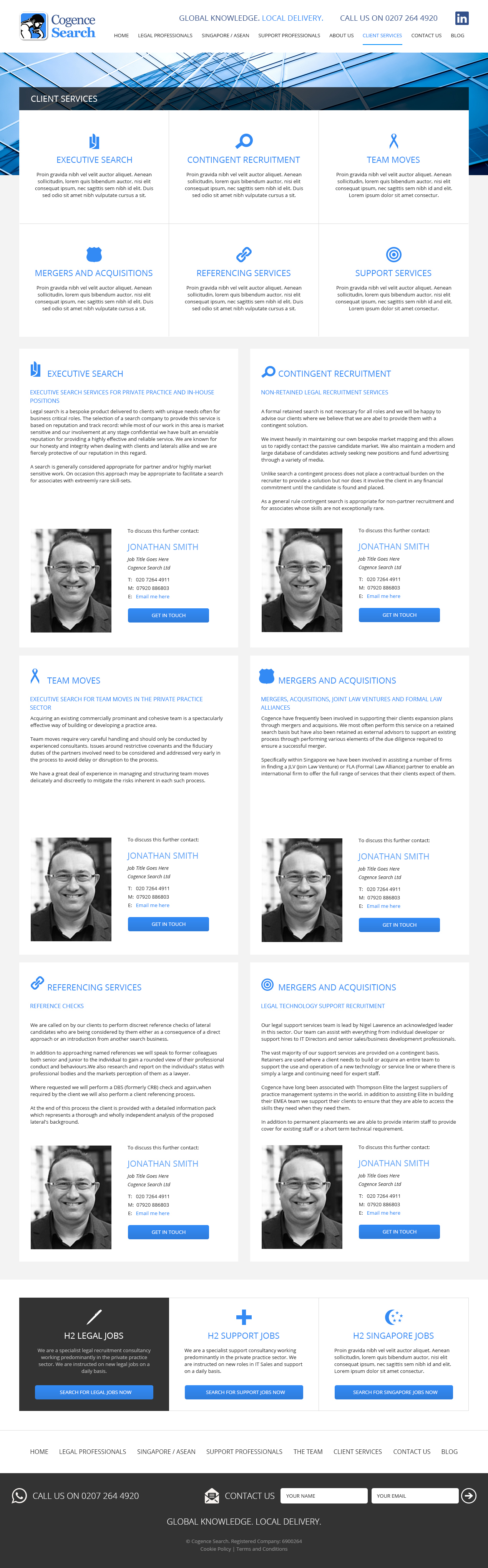 Recruitment website client services page
