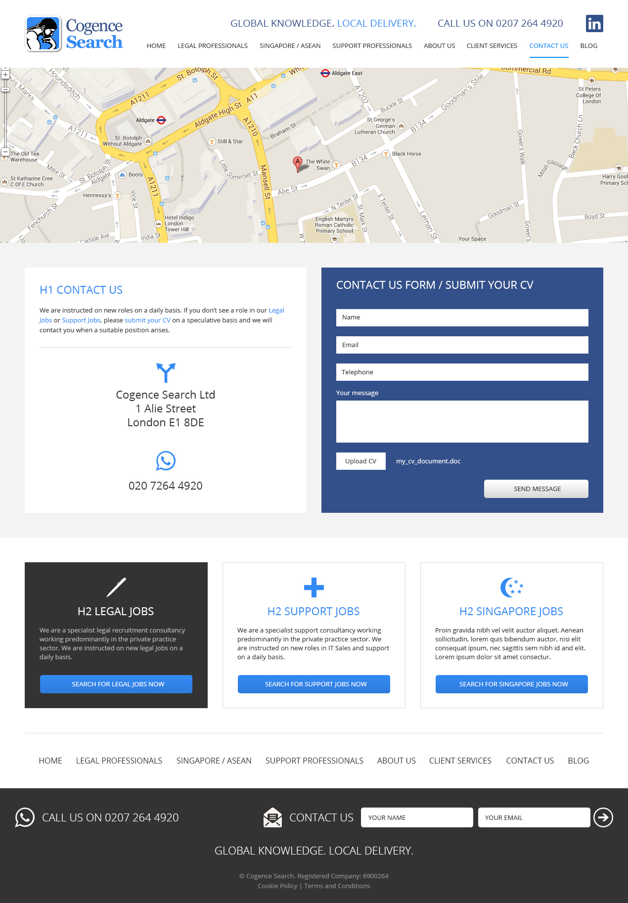 Recruitment website contact page