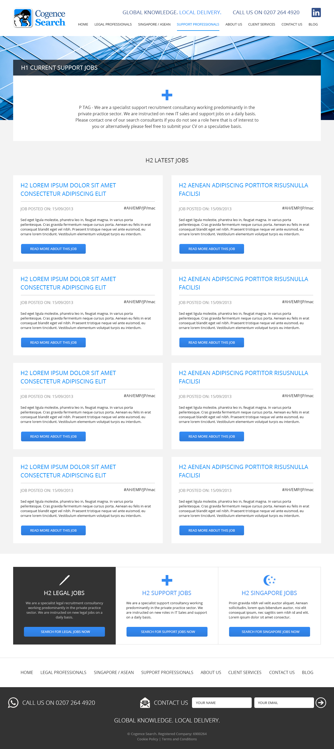 Recruitment website job listings page