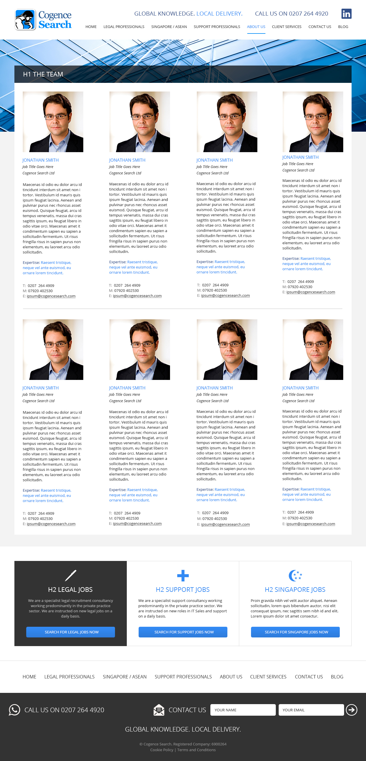 Recruitment website meet the team page