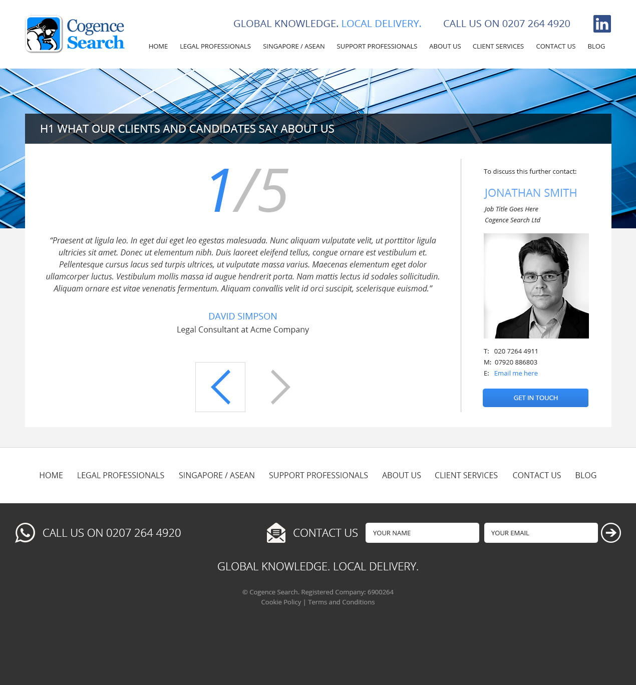 Recruitment website testimonials page