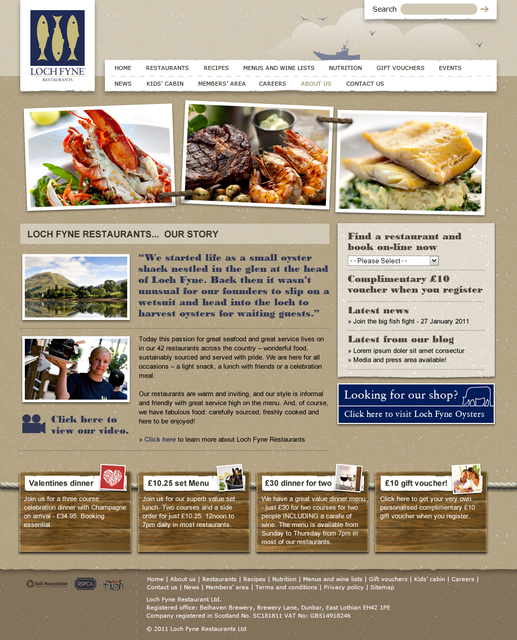 Fish restaurant website concept 2 home page