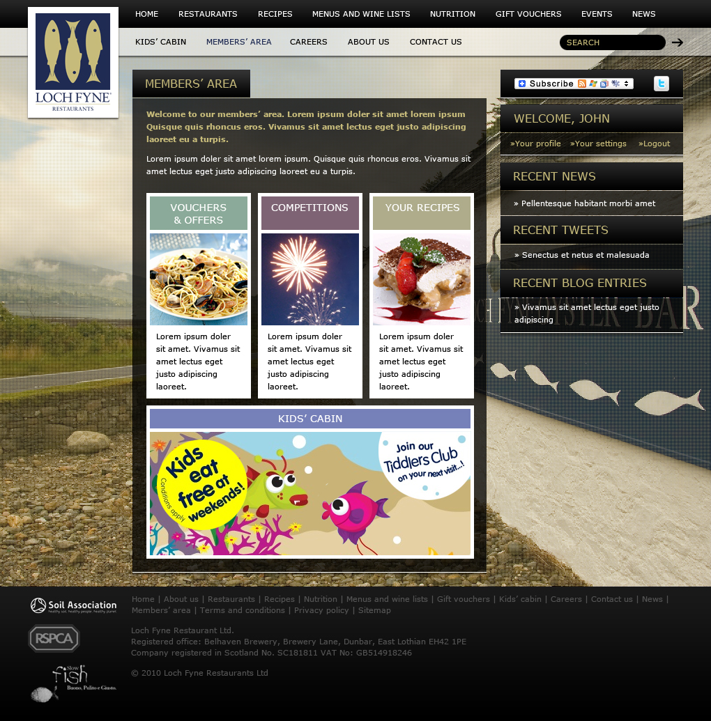 Fish restaurant concept 1 members page