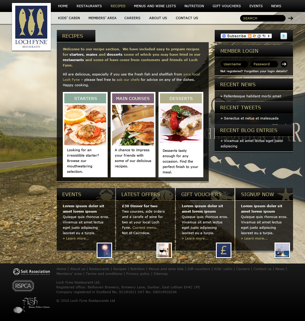Fish restaurant concept 1 recipes page