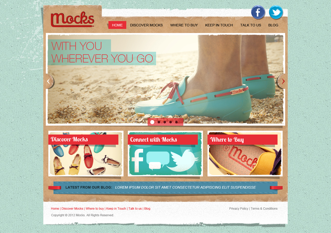 Footwear website home page