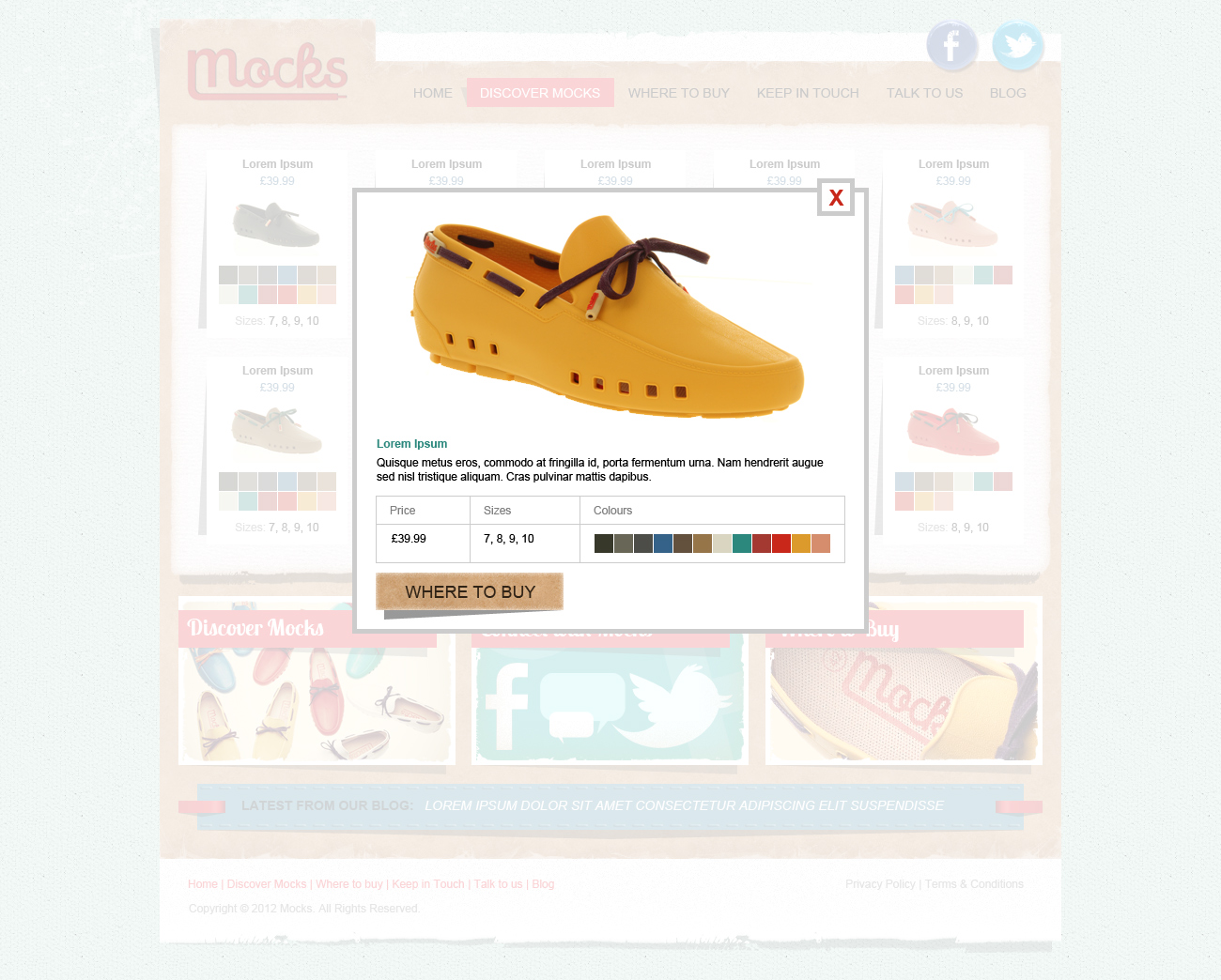 Footwear website product detail page