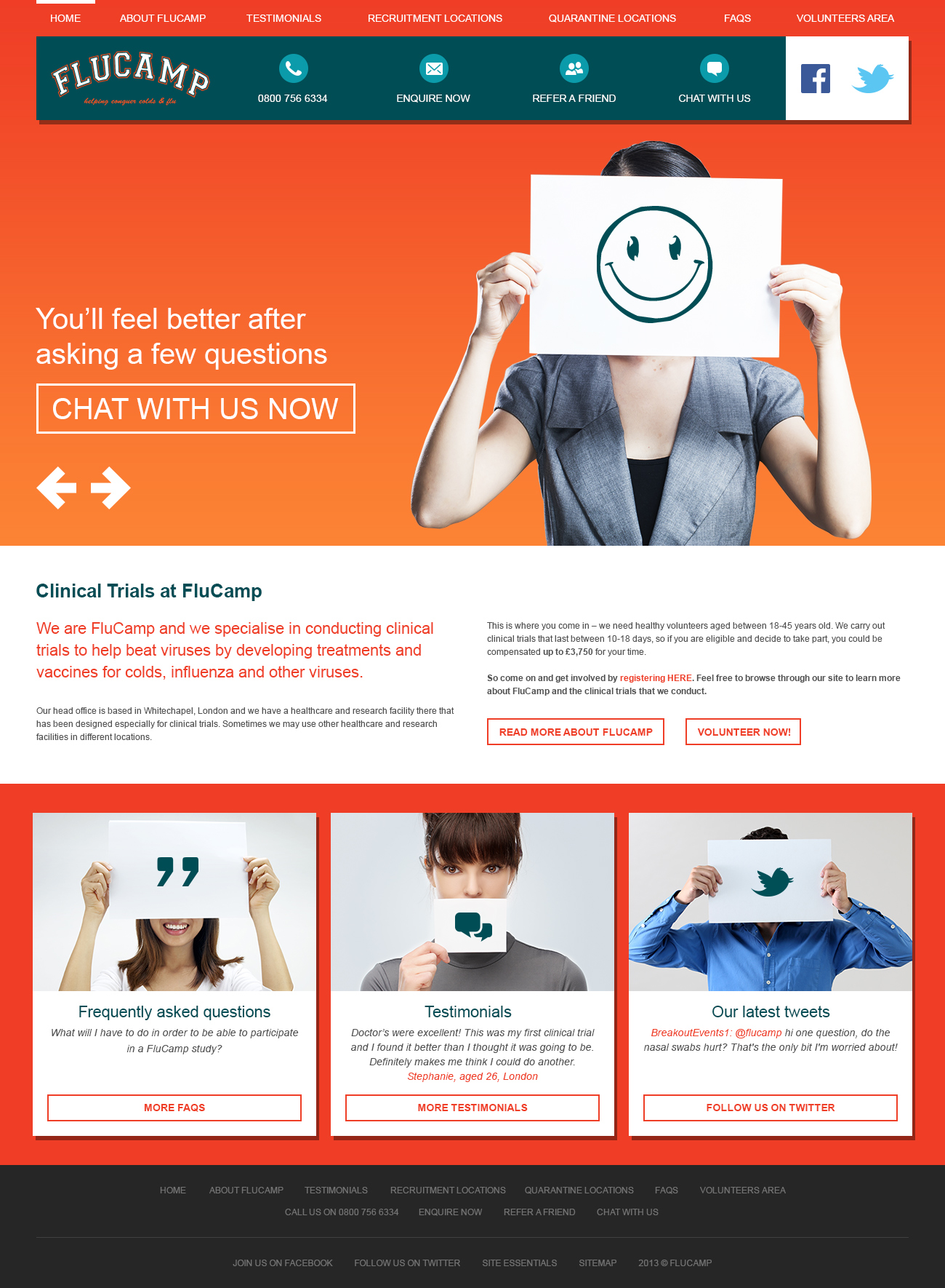 Medical research website home page 1