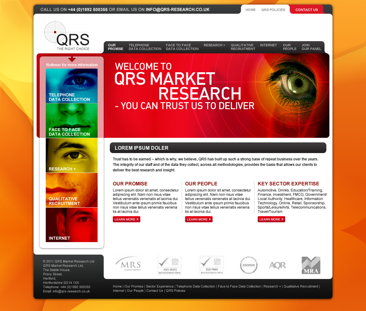 Market research website home page