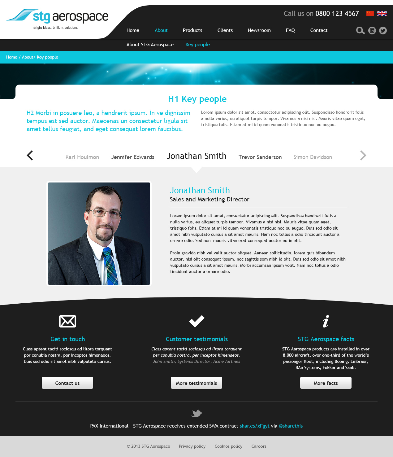 Innovative lighting website people page