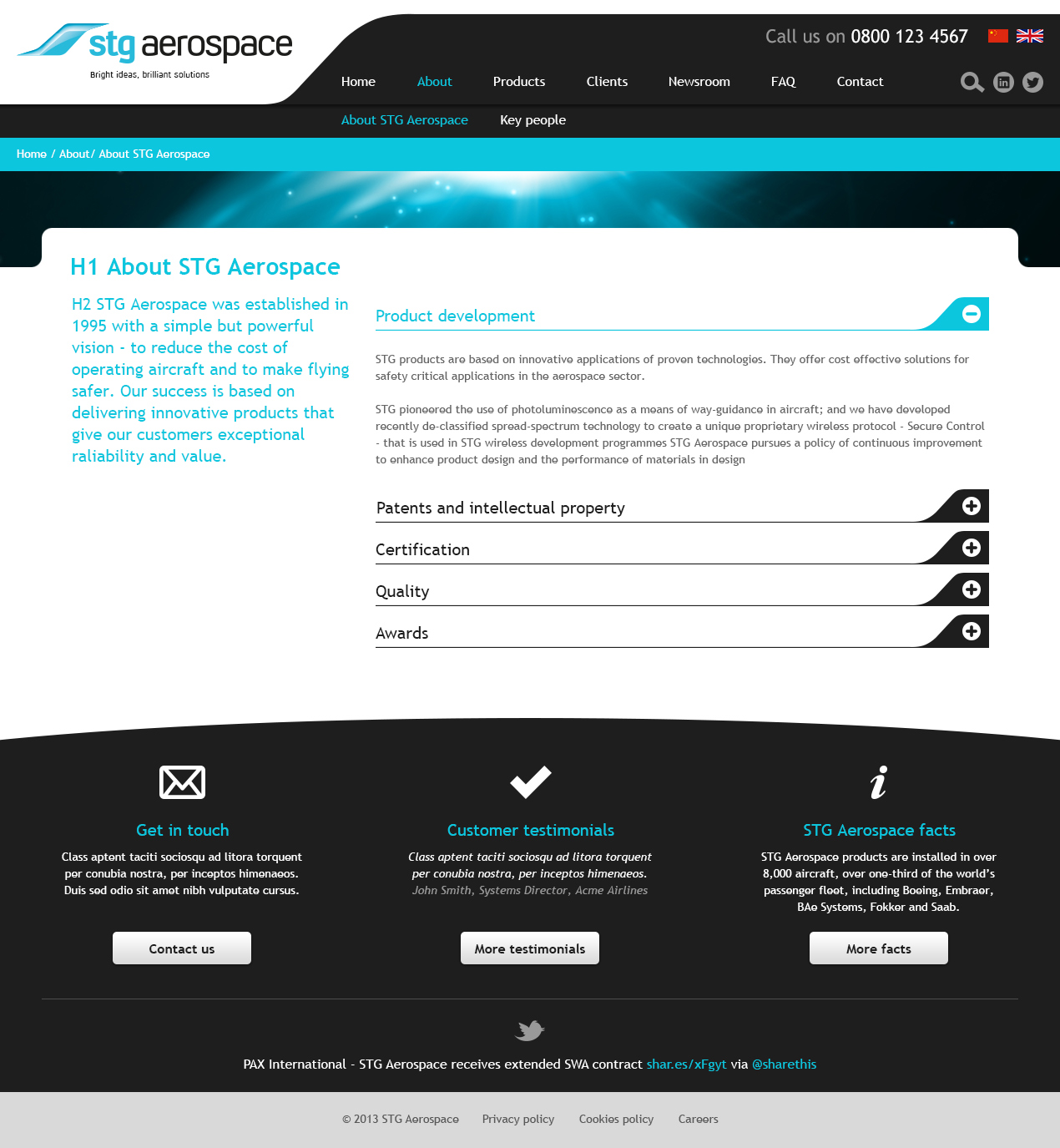 Innovative lighting website about page
