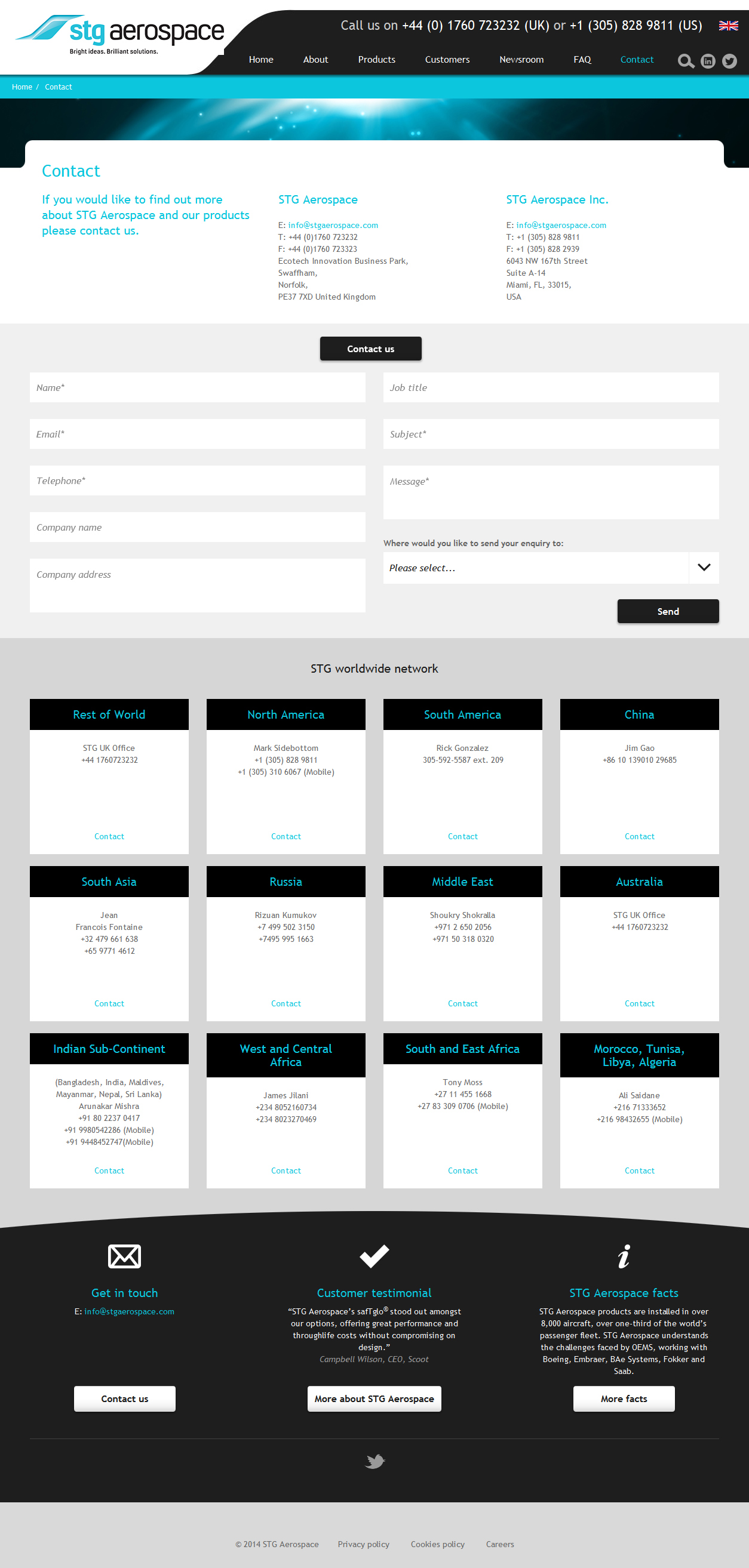 Innovative lighting website contact page form open