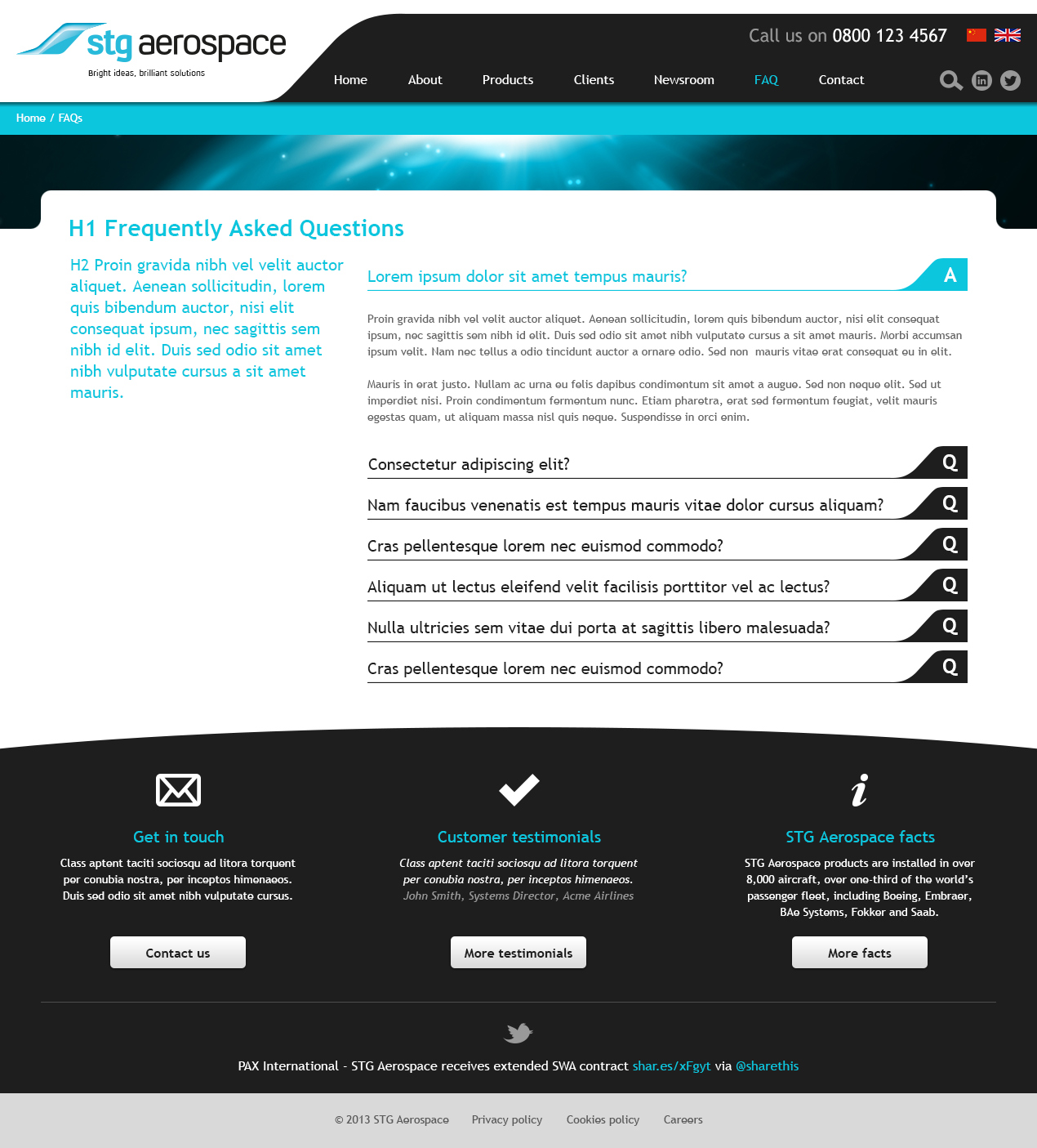 Innovative lighting website faqs page