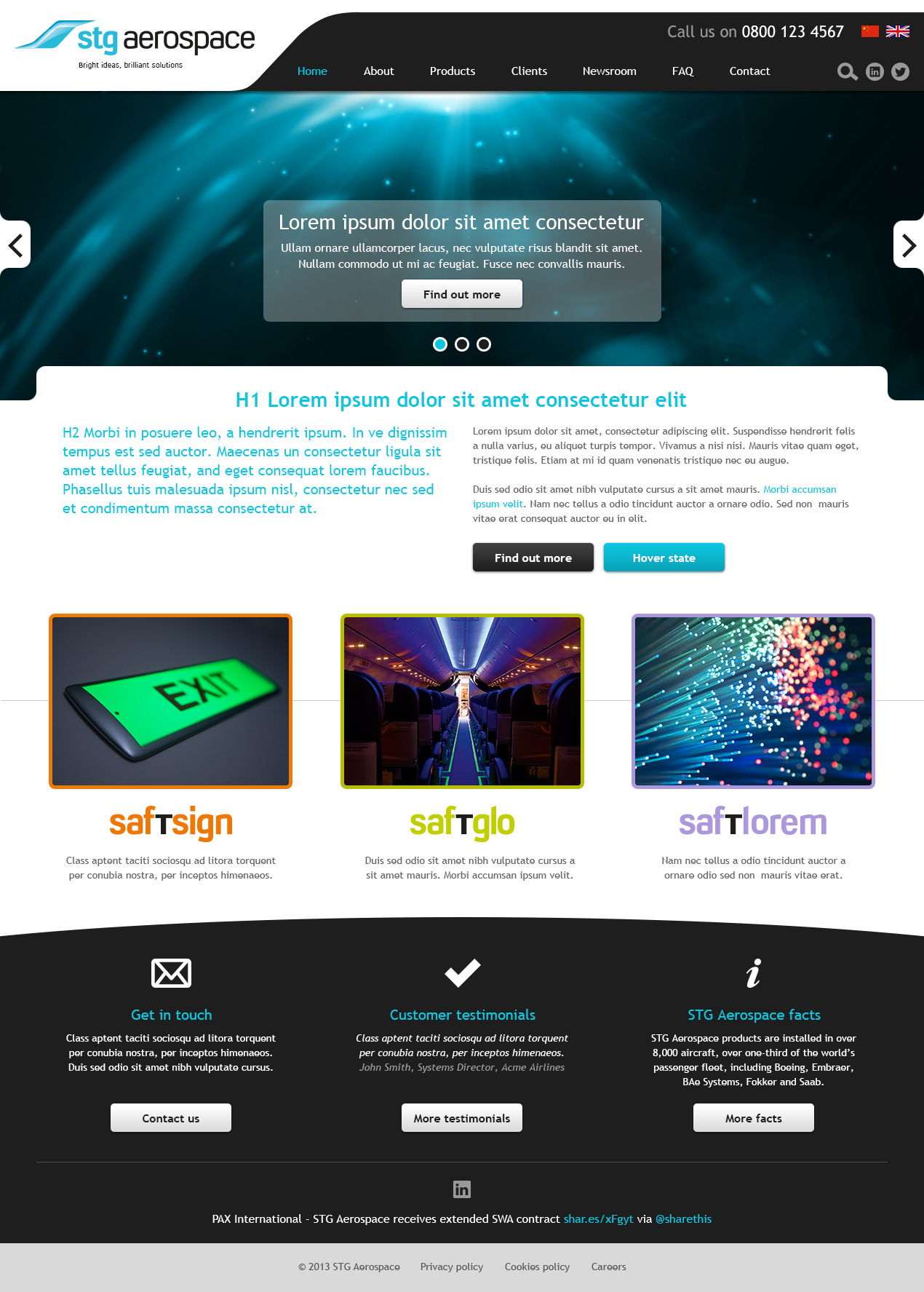 Innovative lighting website home page 1