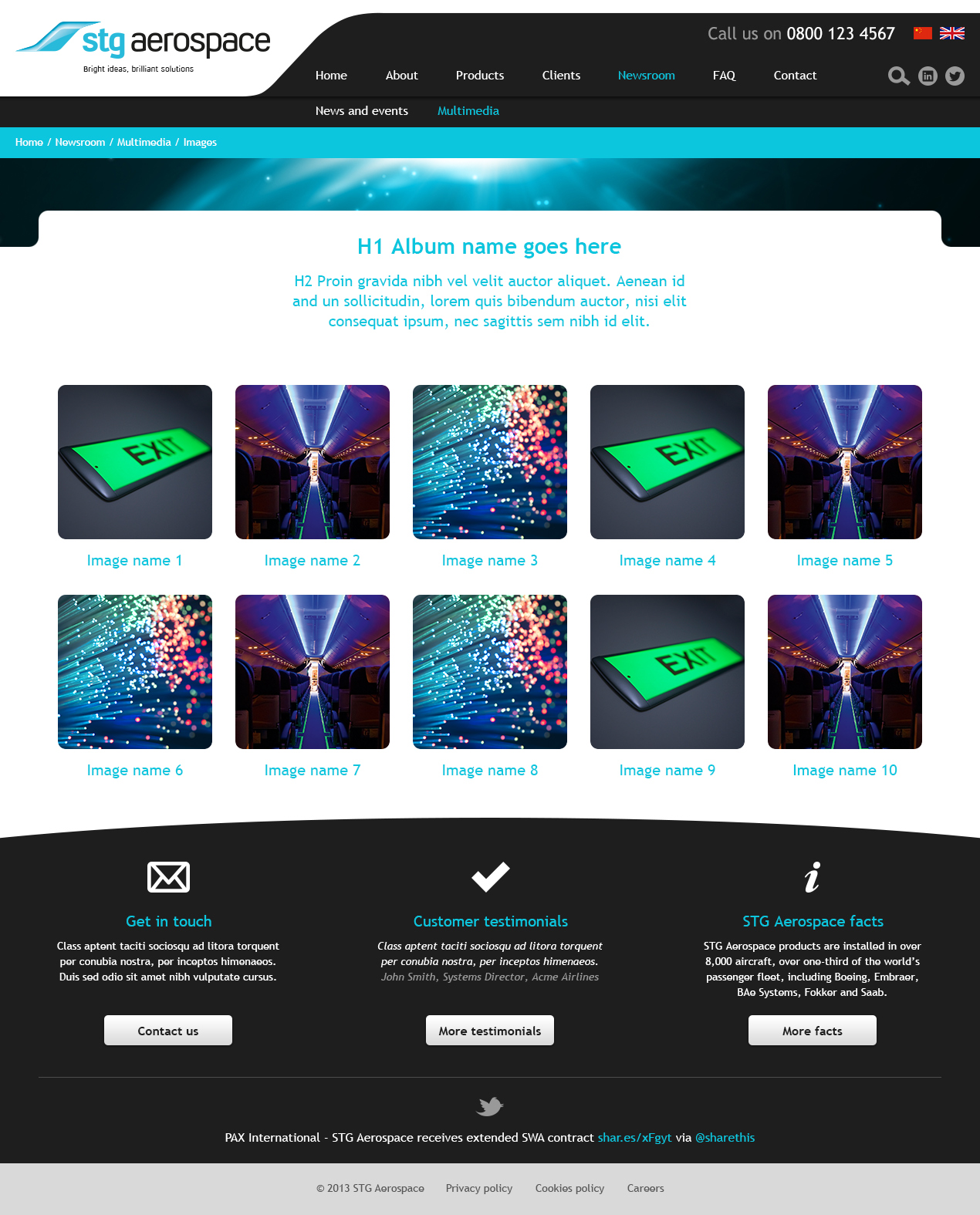 Innovative lighting website multimedia page