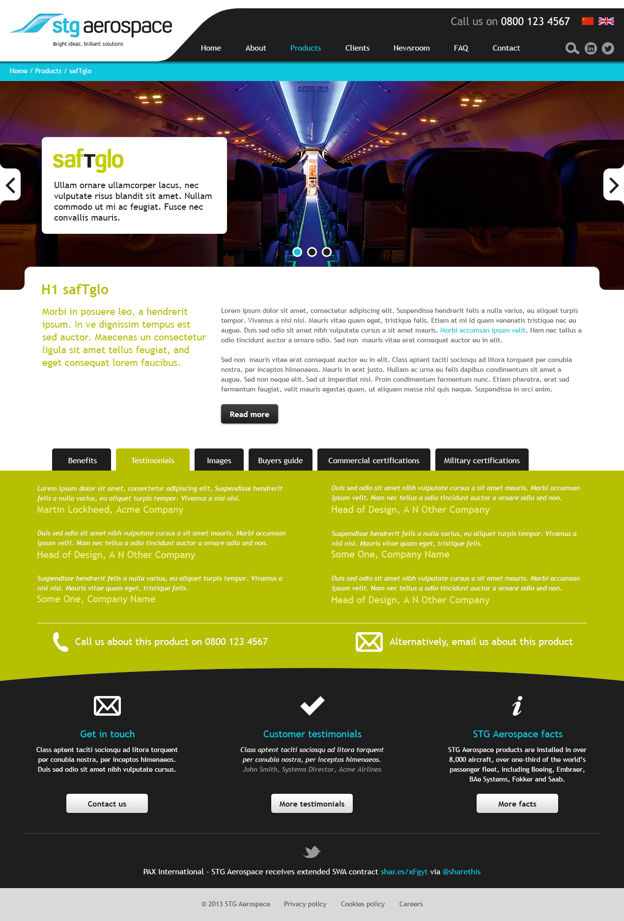 Innovative lighting website product tab 2 page