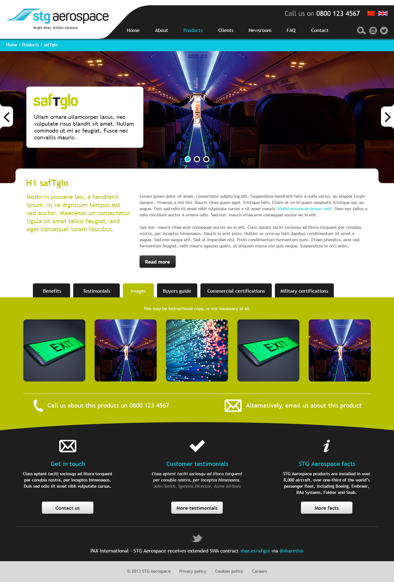 Innovative lighting website product tab 1 page