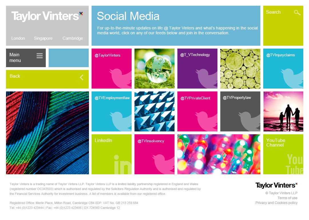 Law firm website social media page