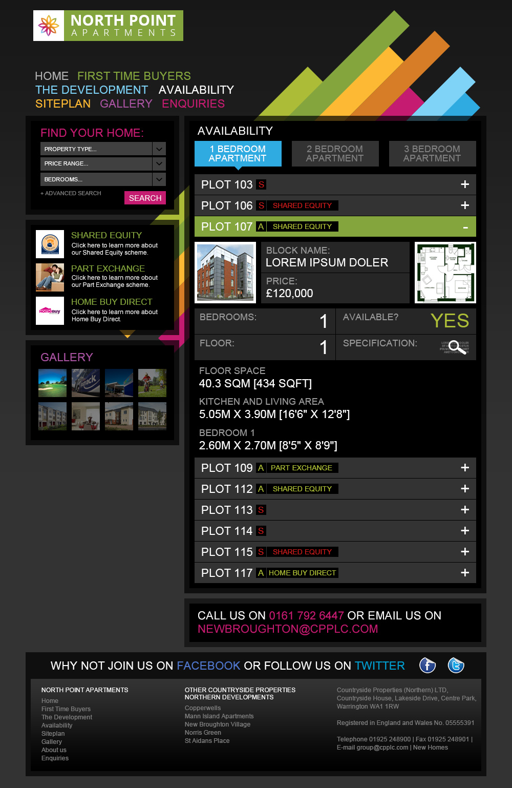 Property development concept availability page