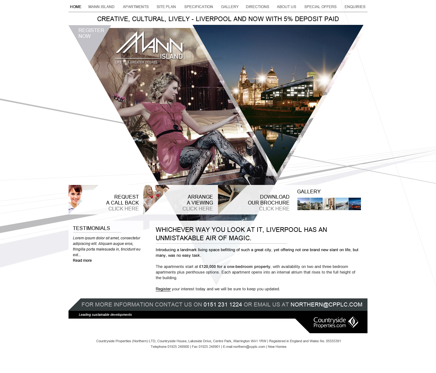Contemporary property development home page