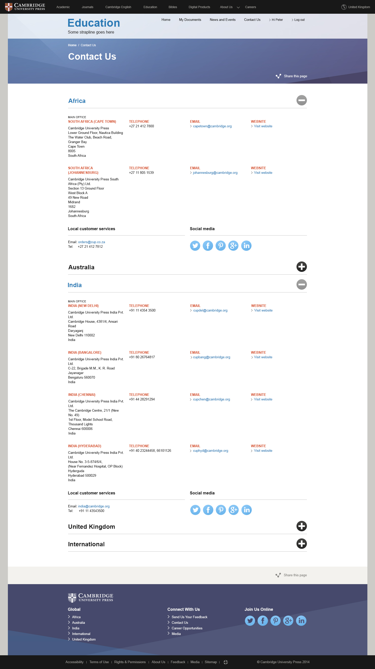 English education products contact page