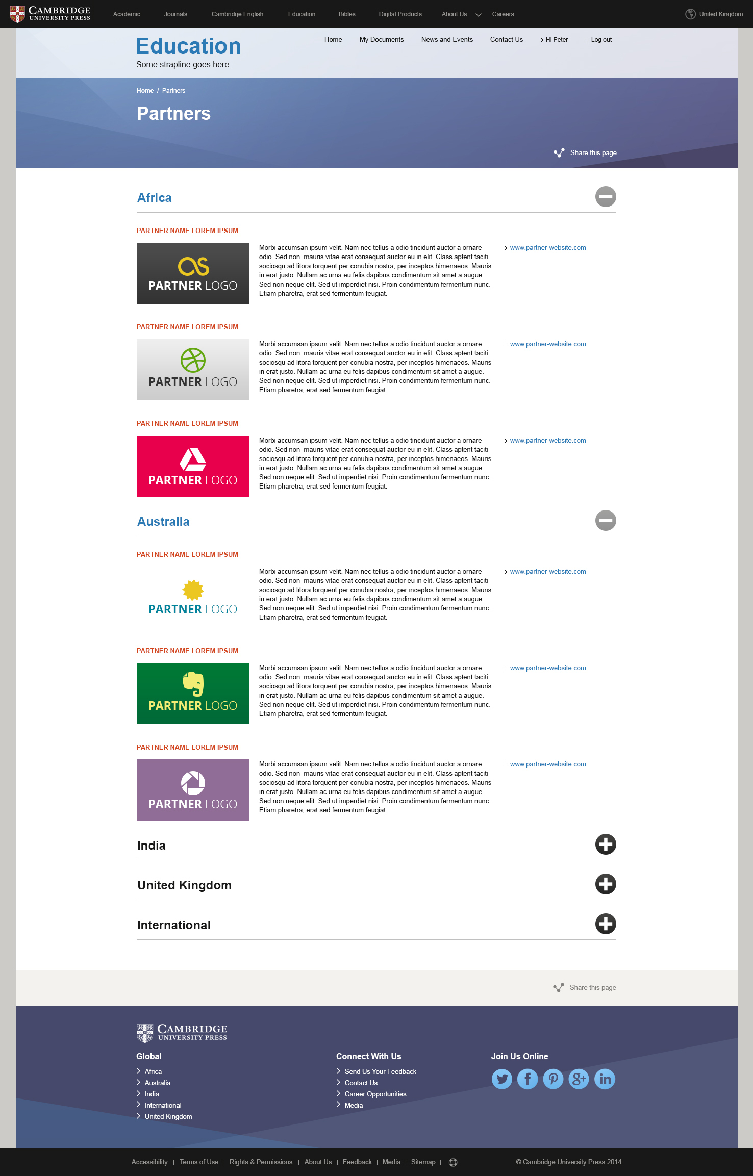 English education products partners page