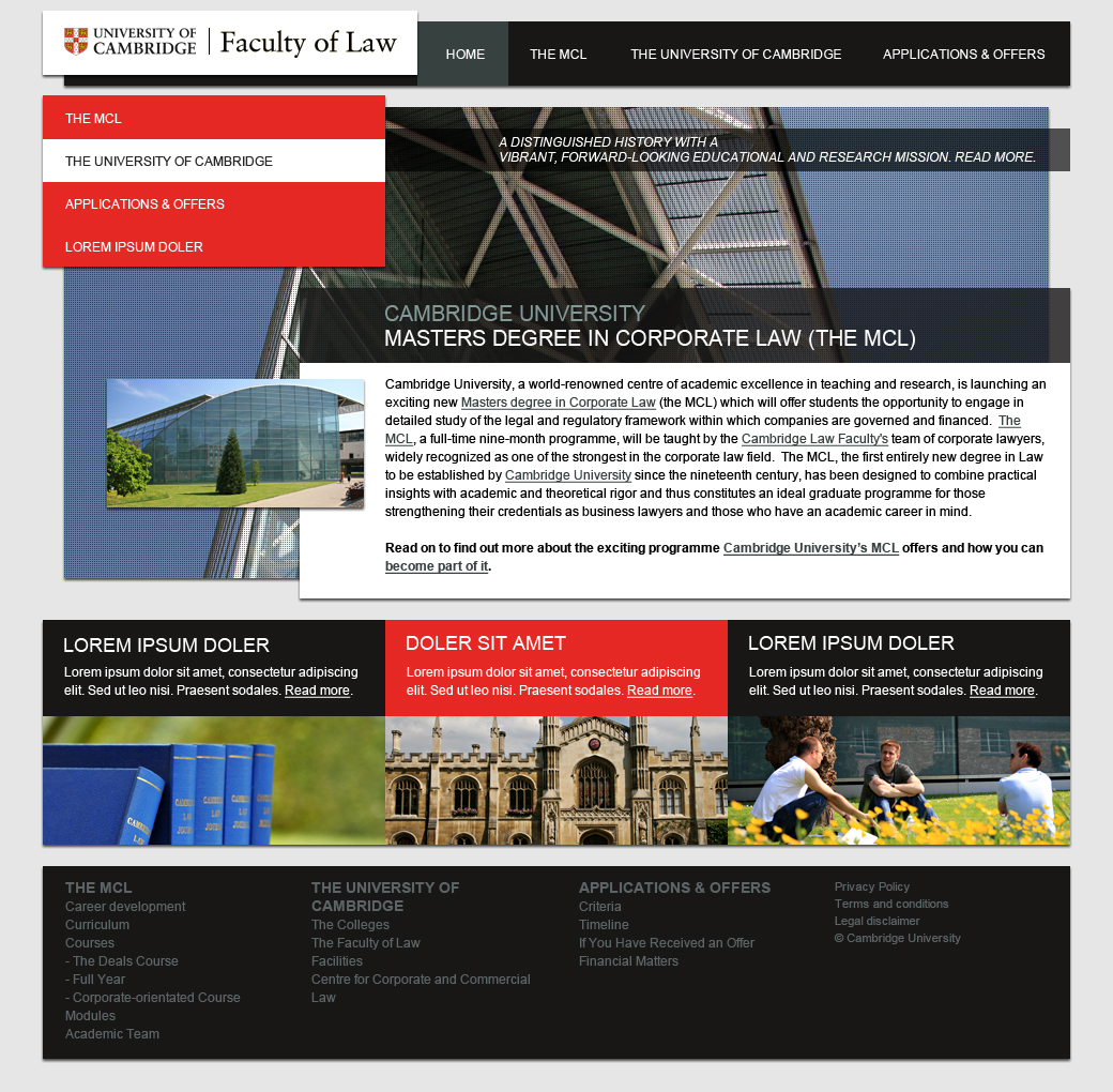 Masters degree in Corporate Law home page