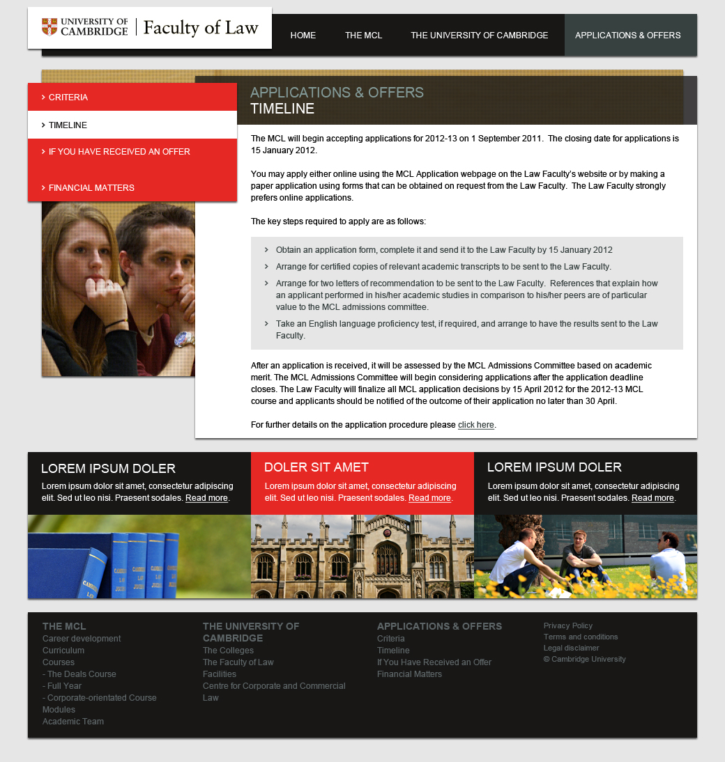 Masters degree in Corporate Law content page