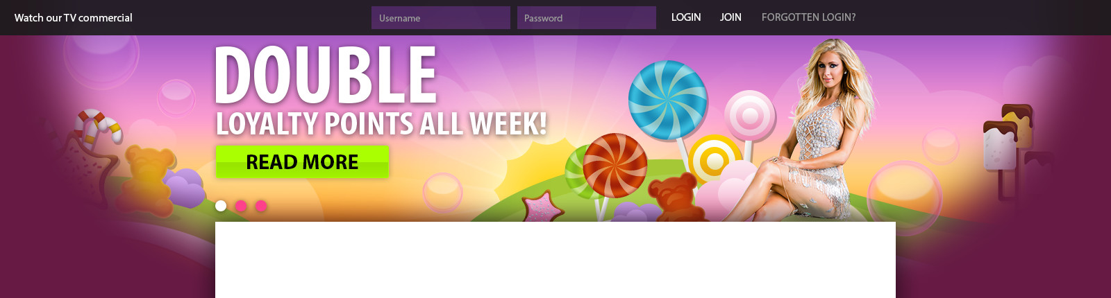 Candy Club website carousel design