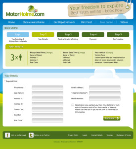 Motorhome hire website concept 4 booking page