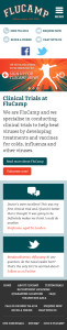 Medical research website mobile home page